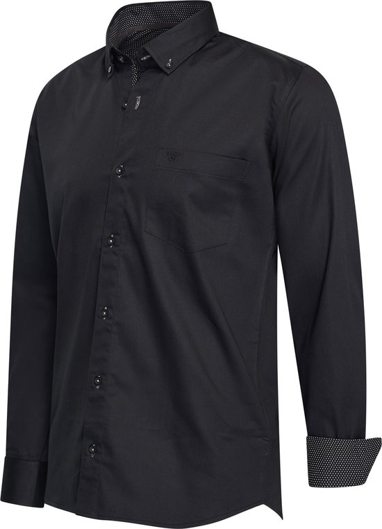Cappuccino Italia - Chemises Homme Chemise Stretch Ancona - Zwart - Taille XXL