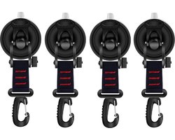foto van Set van 4 grote zuignap-haken - Krachtige Zuignap Anker Heavy Duty - Multifunctionele Zuignappen - Zwart - Haak met zuignap - Haak zonder te boren - voor camper, huistent, auto-voortenten, luifels en autoafdekking - voor voortent, zijmarkies, boot