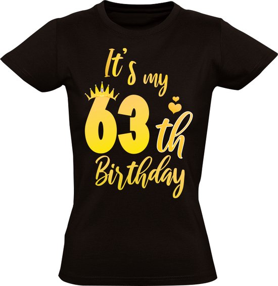 T-shirt femme Happy Anniversaire Goud 63 ans - anniversaire - cadeau - fête
