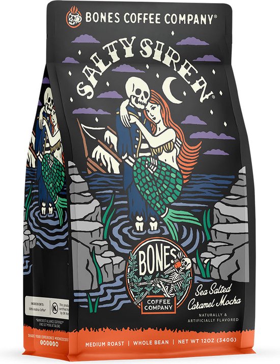 Foto: Bones coffee salty siren gemalen koffie halloween herfst koffie salted caramel mocha