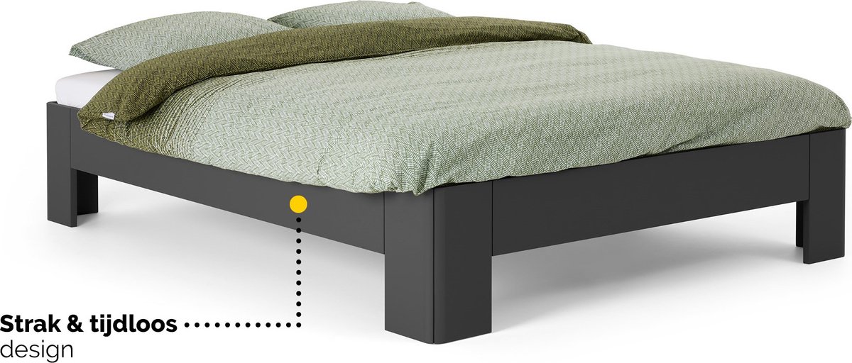 B Bright Fresh 500 Bed 160 x 210 cm - Bedframe Antraciet - Bedombouw - Instaphoogte: 50cm - Tweepersoonsbedden
