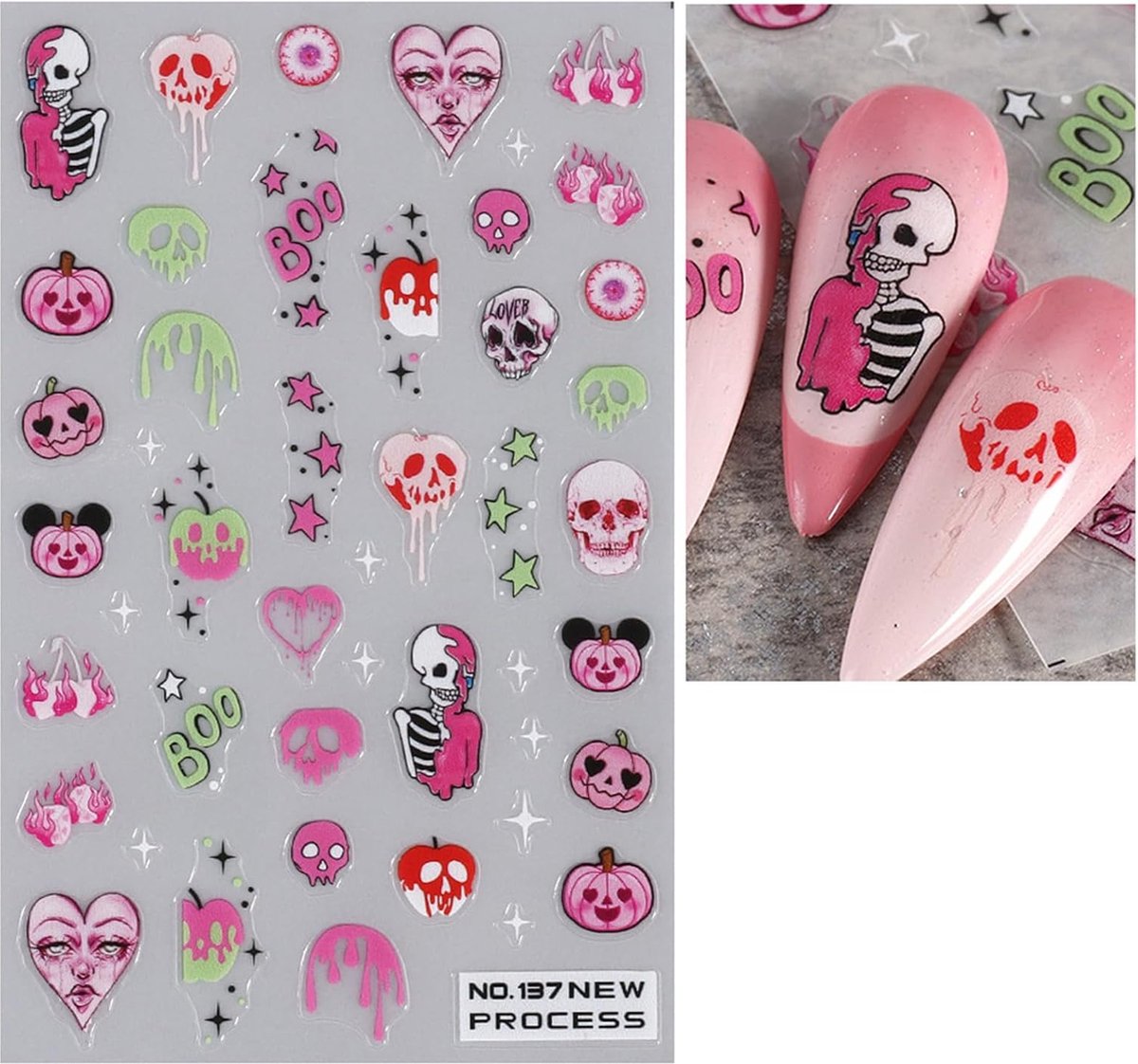 Elysee Beauty - Halloween nagelstickers - 6 vellen - Zelfklevend nageldecoratie - skull, scream, scary design stickers - Nail art tools for DIY manicure — cadeau in Hobby - foto 4