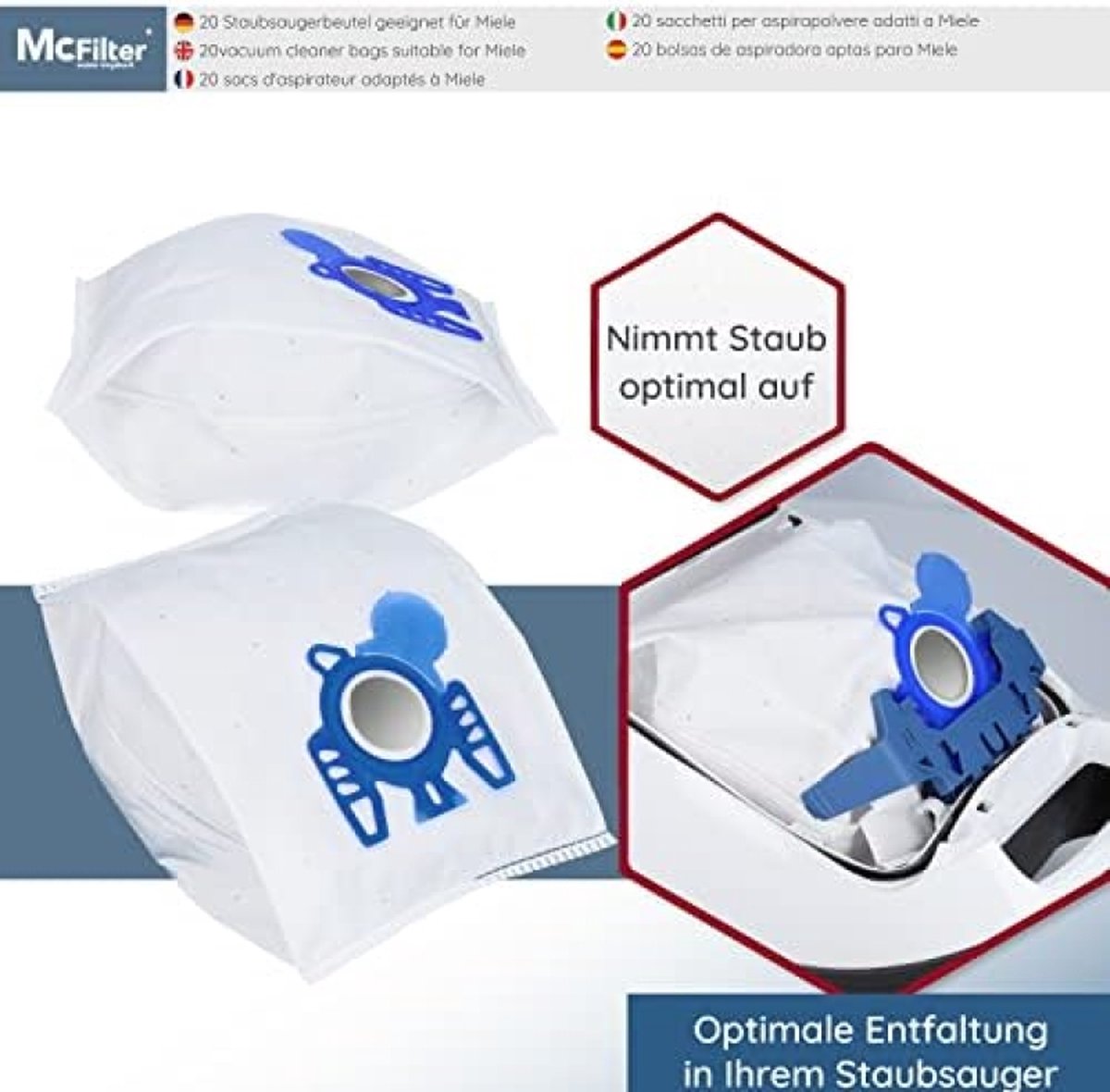 Dustwave Lot de 20 sacs d'aspirateur compatibles appareils Miele - Complete C3 PowerLine