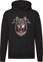 Wolf Indian Hoodie - Dier - Indisch - veren - bergen - wild