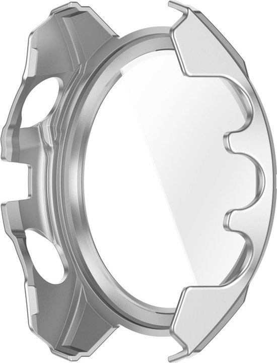 Protecteur d'écran pour boîtier de montre - boîtier - verre trempé - adapté pour Garmin Fenix ​​​​8 (43 mm) - argent-noir