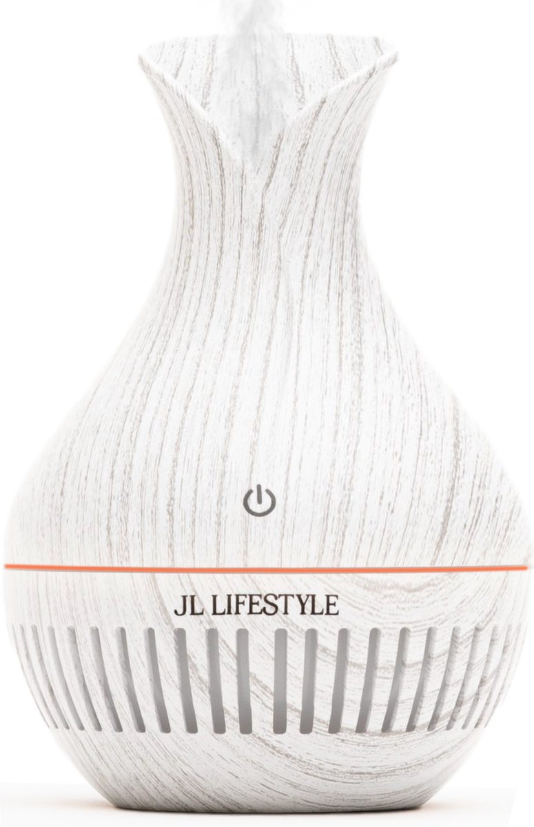 Goedkoopste JL Lifestyle® Aroma Diffuser luchtbevochtiger met LED verlichting - diffuser aromatherapie - Geschikt voor Aromatherapie olie - 130 ML - Hout Design - Wit