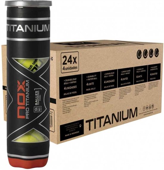 Nox Pro Titanium Padelballen Doos Geel 24 x 4 Balls