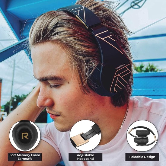 Draadloze Bluetooth-hoofdtelefoon over-ear met microfoon, HD-stereo, opvouwbaar en met FM-radio van Merkloos — afbeelding 5
