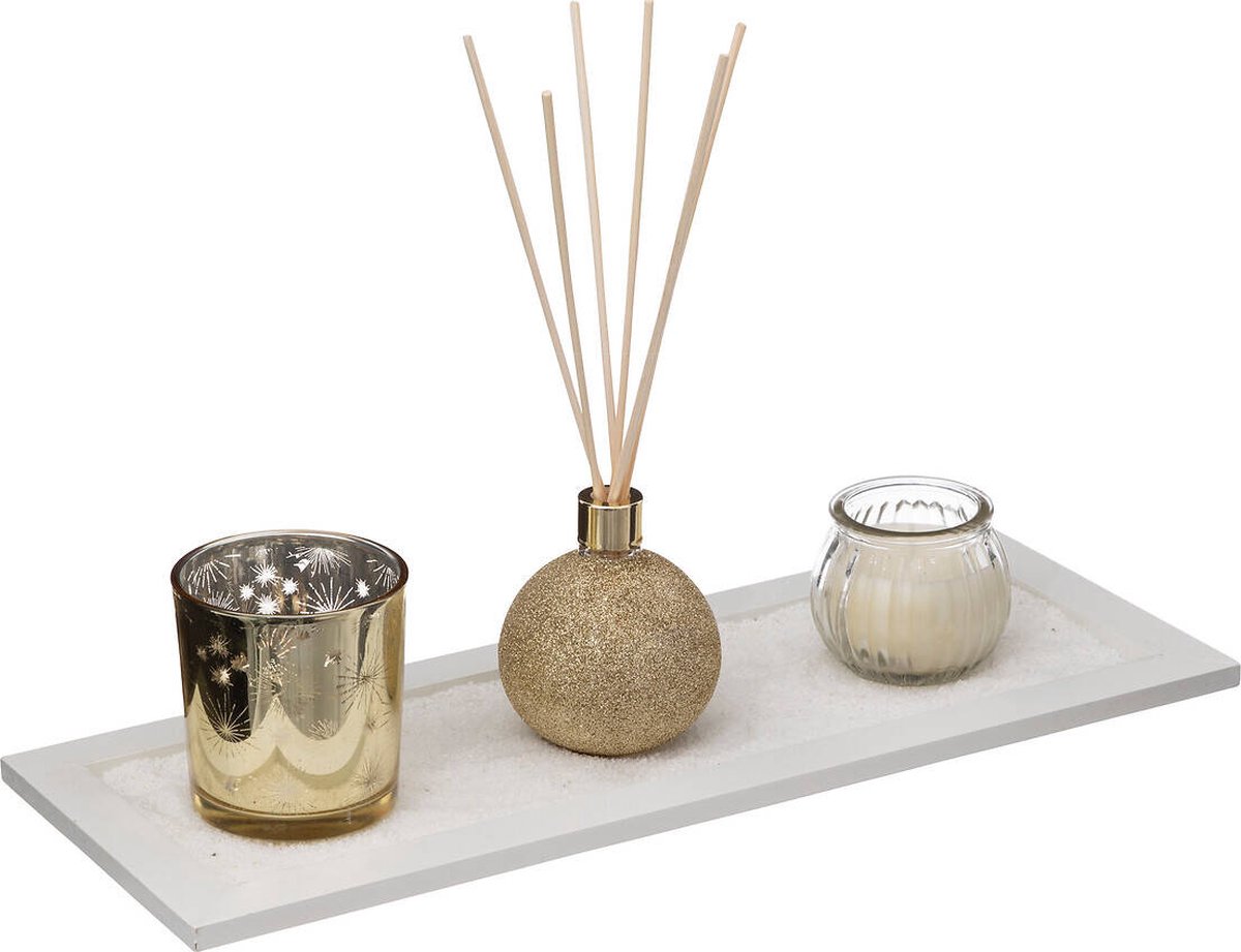 Geurset met kaars en diffuser, goud