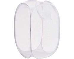 Wasmand flexibel/opvouwbaar - wit - nylon - 36 x 36 x 58 cm - 64 liter