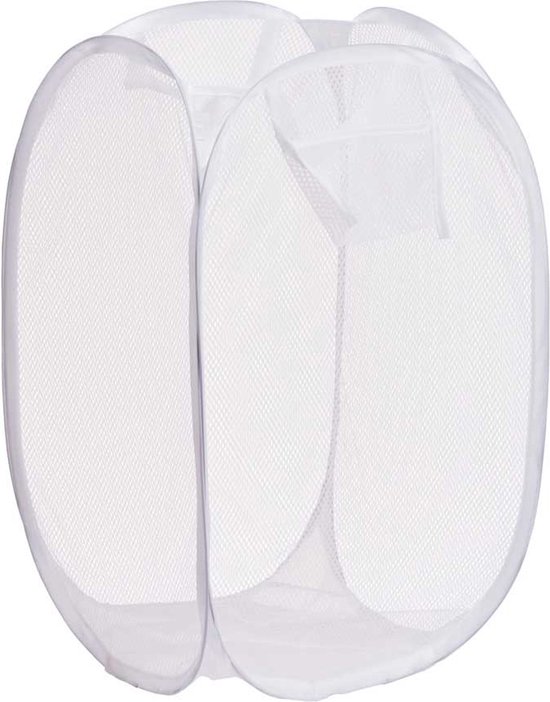 Wasmand flexibel/opvouwbaar - wit - nylon - 36 x 36 x 58 cm - 64 liter