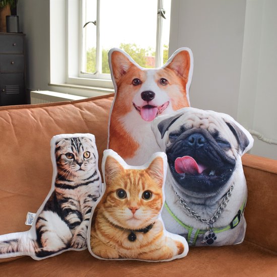 PillowBuddies - Oreiller câlin avec propre impression - 30 cm - de votre animal de compagnie, visage, véhicule, etc. - avec eigen photo - Coussin pour chien - Coussin pour chat