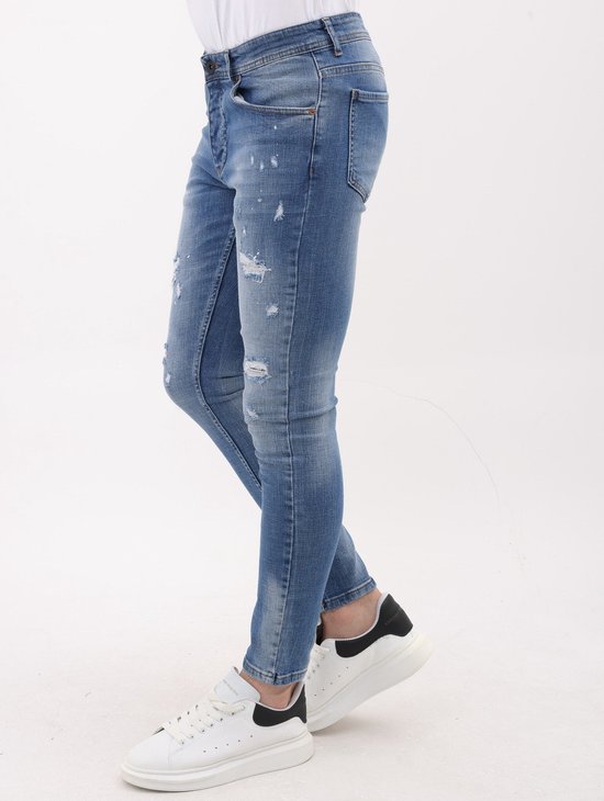Jeans Homme - Jeans Homme Adultes - Jeans Homme Slim Fit - Jeans Déchirés et Stretch avec éclaboussures de Peinture - MM- S-106 - Blauw