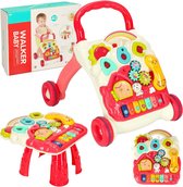 Playos® - Looptrainer 4 in 1 - Roze - met Geluid - Educatief Babyspeelgoed - Loopwagen - Leren Lopen - Baby Walker - Looptrainer