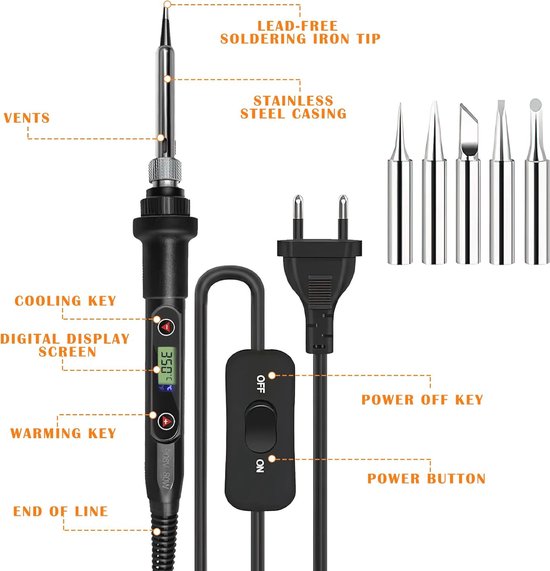 Set met soldeerstation met instelbare temperatuur- 48 W - 150-480 C - Van Dijken Elektronica