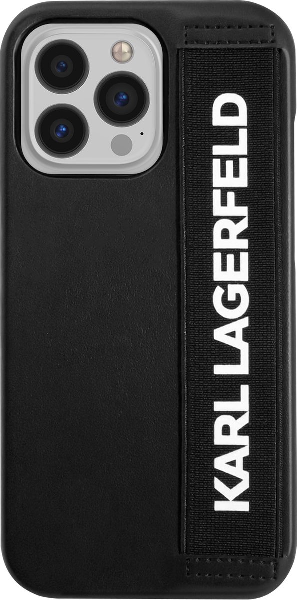 Karl Lagerfeld, Hoesje Geschikt voor Apple iPhone 13 Pro Elastische band, Zwart