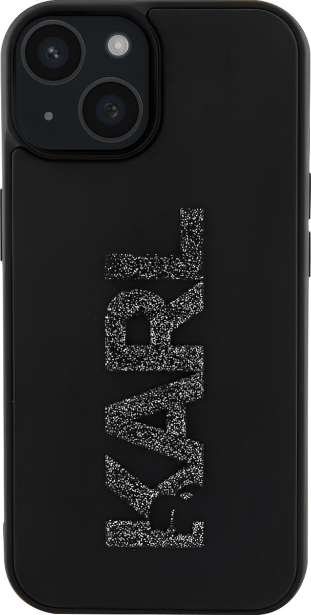 iPhone 15 Plus Backcase hoesje - Karl Lagerfeld - Effen Zwart - TPU (Zacht)