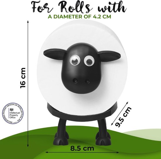 Set de porte-papier toilette drôle en forme de mouton – Décoration de salle de bain autoportante – Support de papier toilette 3D hilarant