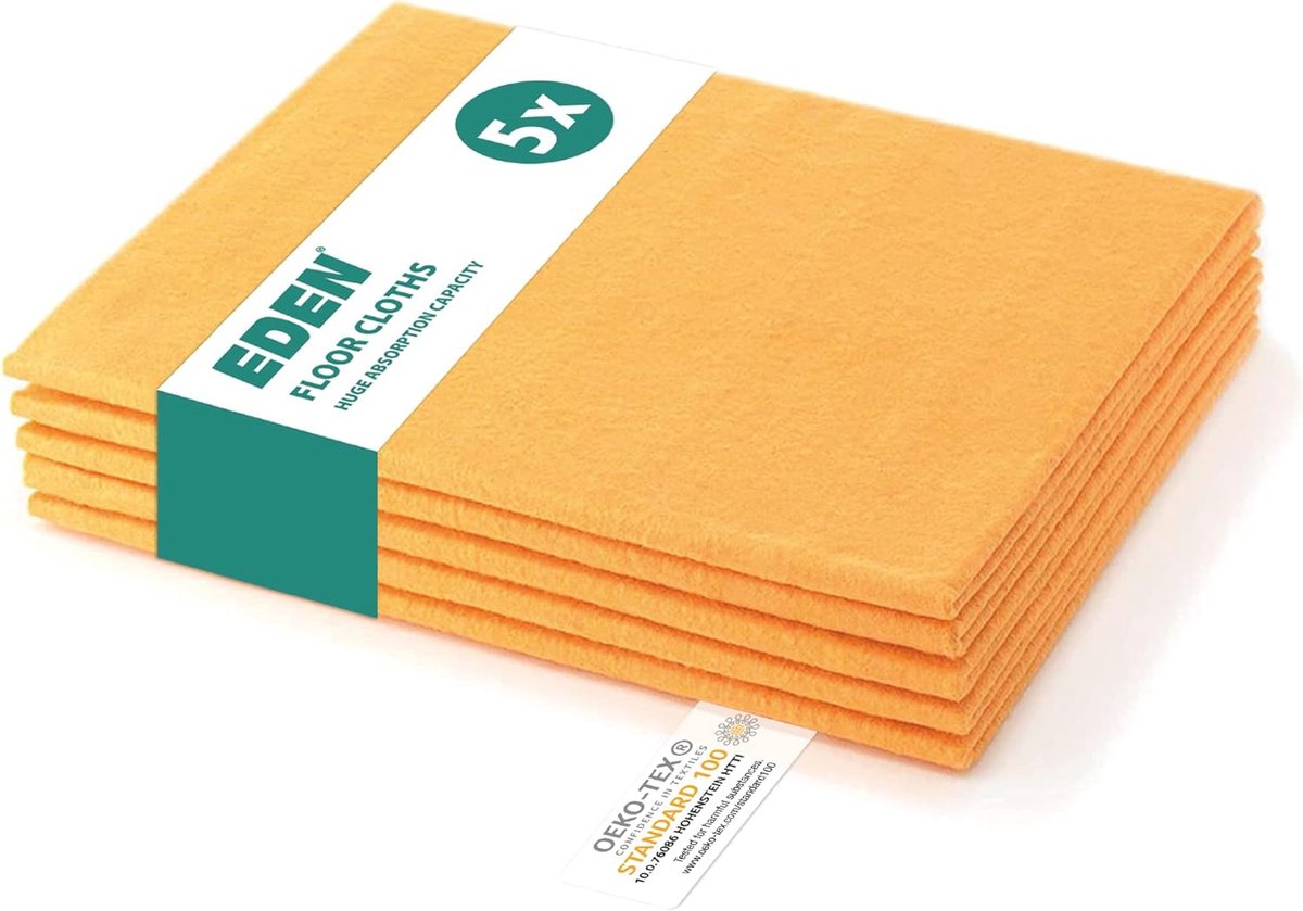 Goedkoopste Universele Vloerdoeken - Oranje Dweildoeken 5 stuks - 50x60cm - Multifunctioneel en Sterk Absorberend - Ideaal voor Vloer Dweilen