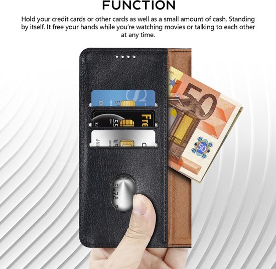 Hoesje geschikt voor ZTE Blade V2020 SMART in ZWART met kaartslot, 360 graden beschermhoes PU lederen mobiele telefoon etui case cover