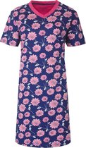 Irresistible Dames Nachthemd - Katoen - V Hals - Blauw - Maat 3XL
