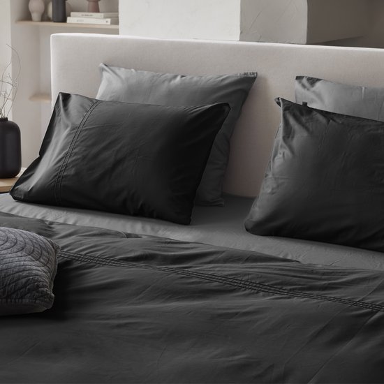 Katoen égyptien - Zwart Taille : 1 personne (140x200/220 cm + 2 taies d'oreiller) (Dreamers Den)