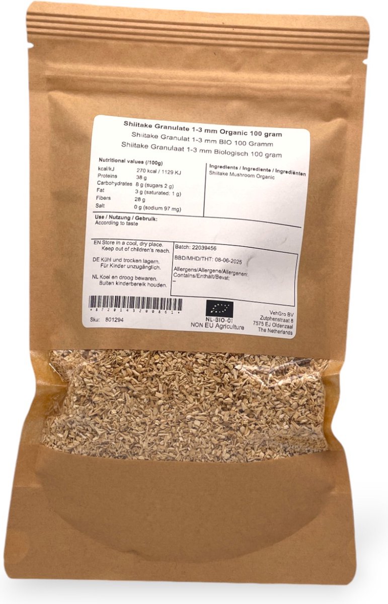 Shiitake Granulaat 1-3 mm - 100 gram - Holyflavours