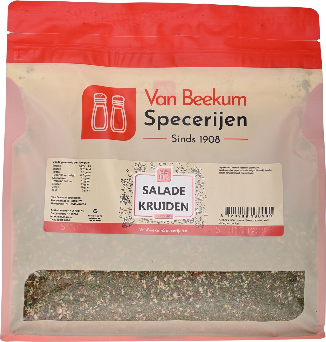 Goedkoopste Van Beekum Specerijen - Salade Kruiden - 900 gram (hersluitbare stazak