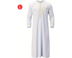 Bovista Djellaba - Kaftan - Heren - Arabisch - Mannen - Moslim Kleding - Islamitische Kleding - Alhamdulillah - Wit L