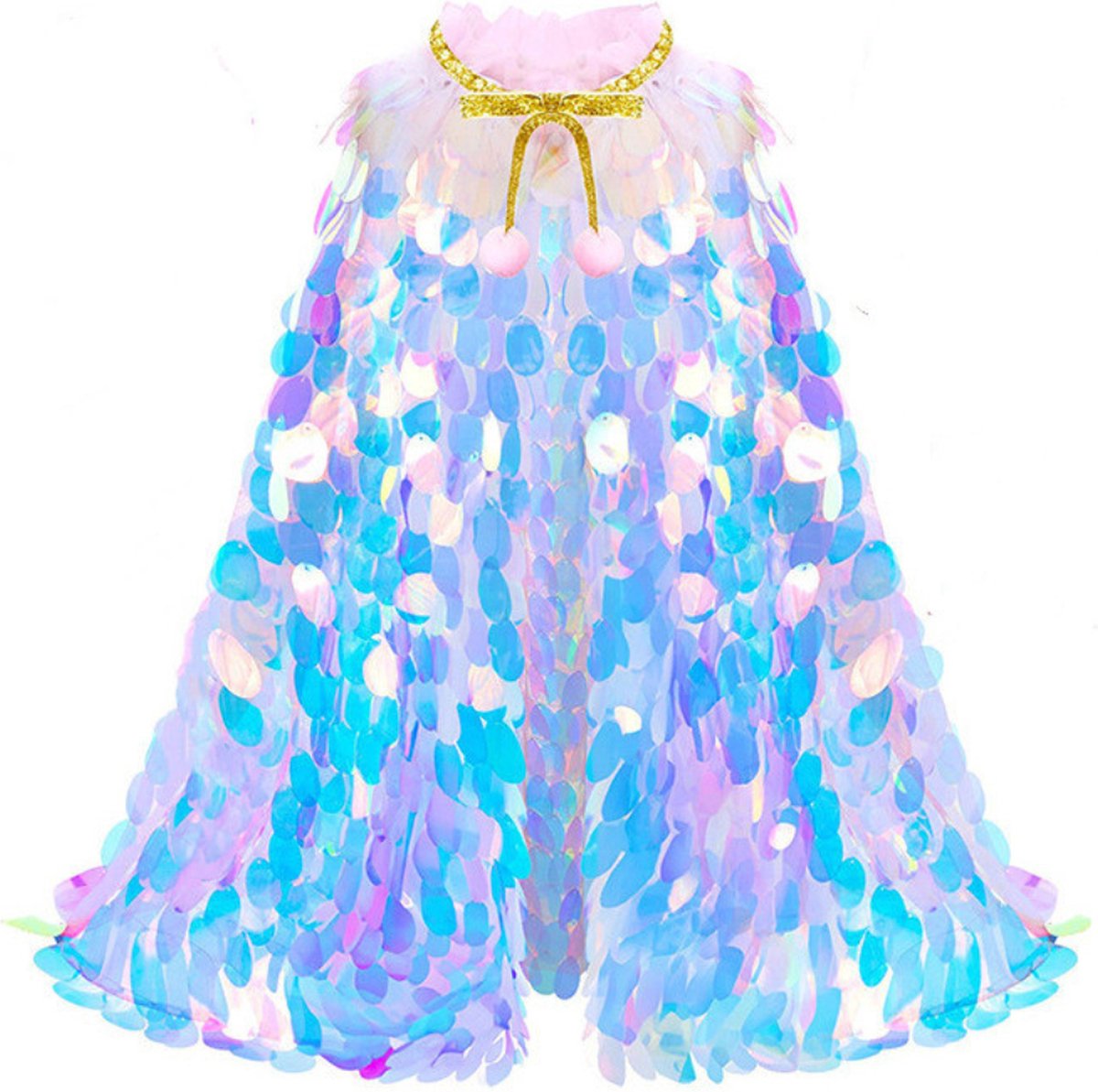 Joya Kids® Luxe Mermaid Glitter Cape met Accessoires | Zeemeermin Prinsessencape met Pailletten | Cape Set Paillet | Prinses jurk | Unicorn | Meisje Verkleedset | Carnvalskleding Meisjes | Met Mermaid Kroon, Staf, Tasje en Sieradenset — afbeelding 10