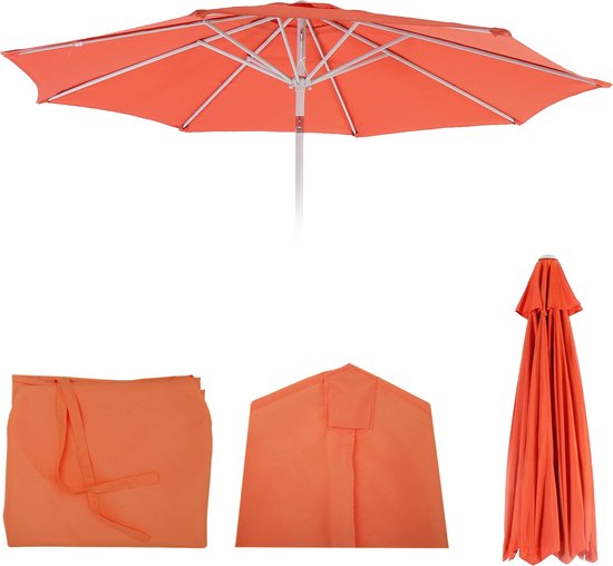 Vervangende hoes voor parasol N19, parasolhoes vervangende hoes, Ø 3m stof/textiel 5kg ~ terracotta