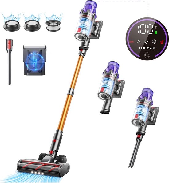 Foto: Steelstofzuiger draadloos stofzuiger snoerloos handheld handstofzuiger kruimeldief zonder zak hepa 500w 1 2 liter 55 minuten capaciteit