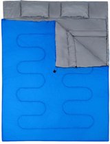 Costway Double sac de couchage étanche 2 en 1 pour 2 personnes – Sac de couchage avec 2 Coussins et sac de transport pour Camping et Voyages 220 x 150 cm Blauw