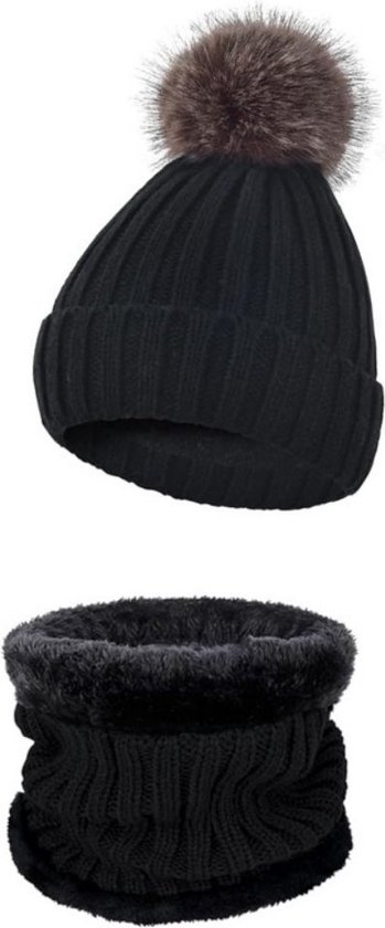 Voqeen 5-delige dames winter skiset gebreide winterset warme muts sjaal gebreide handschoenen oorwarmers sokken hoed pompon, Marineblauw, One Size