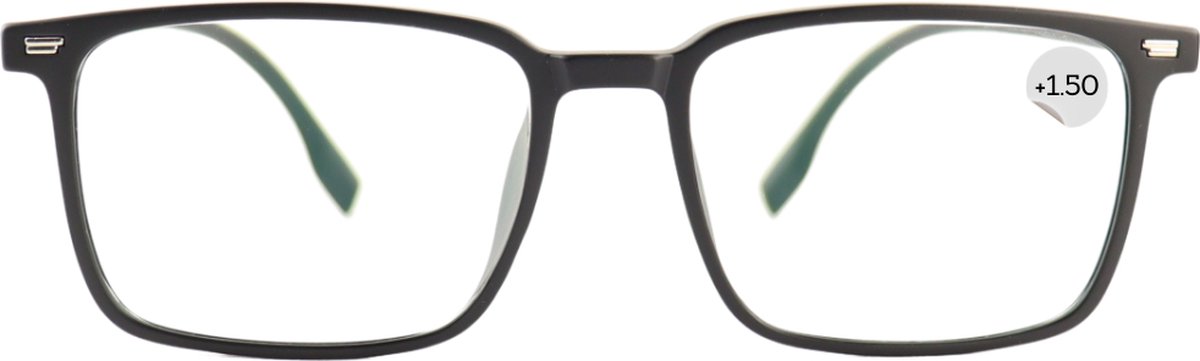 Montour Leesbril - COLE - plus 1.50 - Vierkant Model - Zwart Matt - Dames - Heren - Unisex