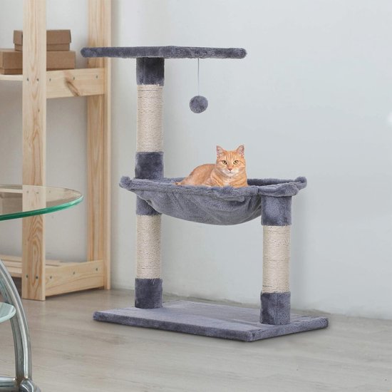 Trixie Hangmat Voor Aan De Muur - Kattenhangmat - 54x28x33 cm Grijs Wit - Noorse Boskat - Pets Place