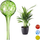 Relaxdays 2x waterdruppelaar - glas - waterbollen voor planten - Ø6cm - groen