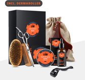 SKING® - Baardgroei set - Baardverzorging set - Baardolie - Dermaroller - Complete Geschenkset - Cadeau voor mannen - 8 producten