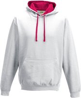 Witte sweater met roze capuchon voor dames M