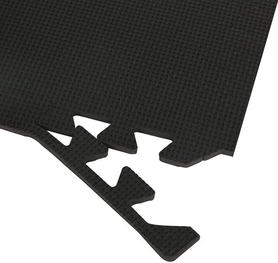 Happygetfit - Tapis de gym en mousse; 24 pièces et 22 bords ; 30,5 x 30,5  cm; noir;