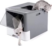 Raykon Zelfreinigende Kattenbak - Huisdier Toilet - Automatische Kattenbak - Aparte Lade Inclusief Schep - Katten - Grijs