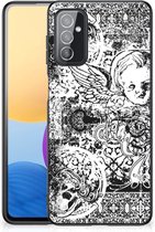 Silicone Back Case Geschikt voor Samsung Galaxy M52 Telefoon Hoesje met Zwarte rand Skulls Angel