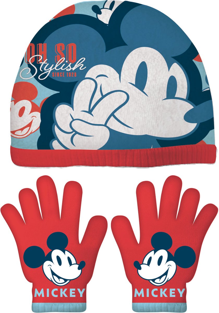 Arditex Winterset Mickey Mouse 51-54 Cm Katoen Blauw/rood