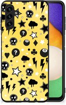 Telefoon Hoesje Geschikt voor Samsung Galaxy A13 5G | Geschikt voor Samsung Galaxy A04s Silicone Back Cover met Zwarte rand Punk Yellow