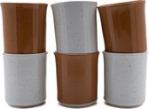 Kade 171 - Koffiekopjes - set van 6 kopjes - 150ML - wit - bruin - keramiek - hip en trendy