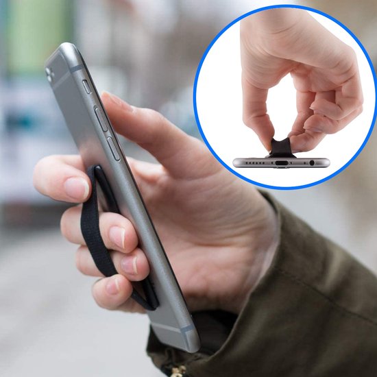 Support Universel pour Smartphone / Tablette Élastique Finger Sling Grip - Zwart