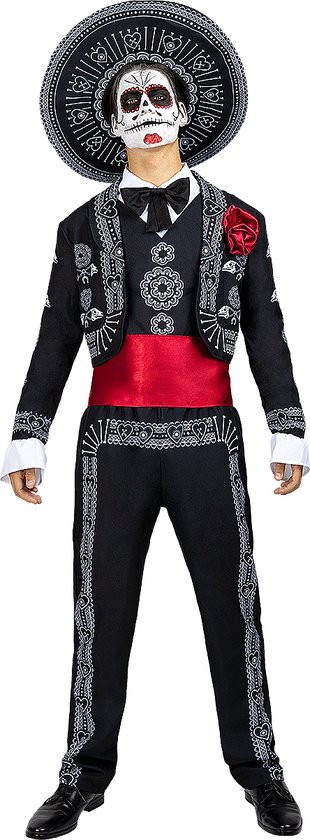 FUNIDELIA Mariachi kostuum voor mannen Dia de los Muertos - Maat: - Zwart