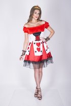 Karnival Costumes Sexy Queen Of Hearts Carnavalskleding Dames Carnaval - Polyester - Maat XS - 3-Delig Jurk/Kroon/Handschoenen