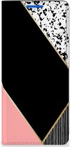 Bookcase Hoesje OPPO Reno 6 Pro Plus 5G Smart Cover Black Pink Shapes