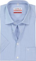 MARVELIS modern fit overhemd - korte mouw - blauw-wit gestreept - Strijkvrij - Boordmaat: 38